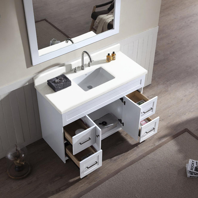 Ensemble de meuble-lavabo de salle de bain simple 49 po Truesdale, Quartz blanc, Blanc