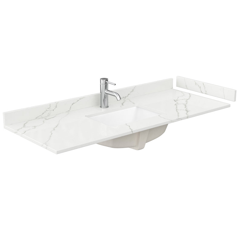 54" Single Countertop with Square Sink, Backsplash & Sidesplash, Giotto Quartz, Single