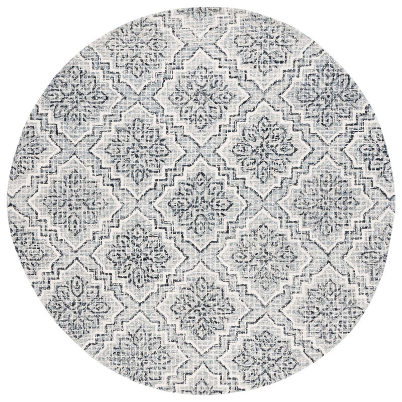 Abstract Hand Tufted Wool, Cotton Geometric Rug, Round 6'