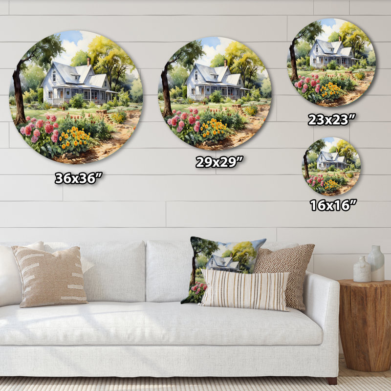 Daucourt - Paysages, art rond en métal, H 36 po x l 36 po