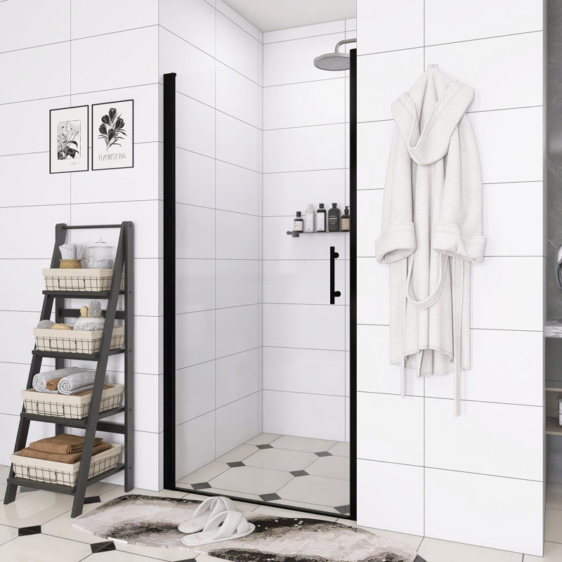 Porte de douche pivotante en aluminium noir mat 34 po