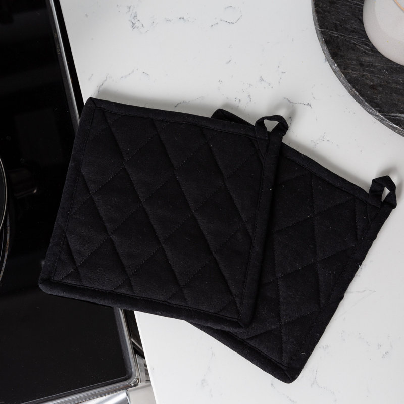 FabStyles Cotton Potholder Set, Black