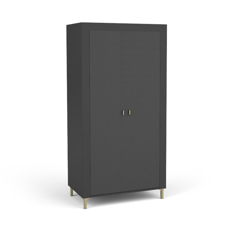 Onut 2 Door Wardrobe, Black and Oak