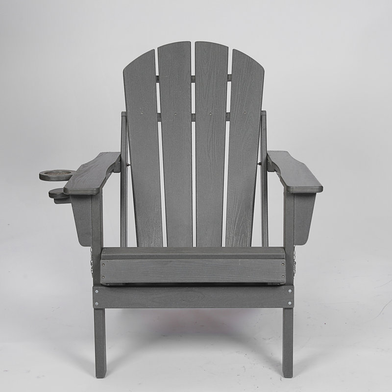 Chaise Adirondack pliante en PEHD avec porte-gobelet double, Gris