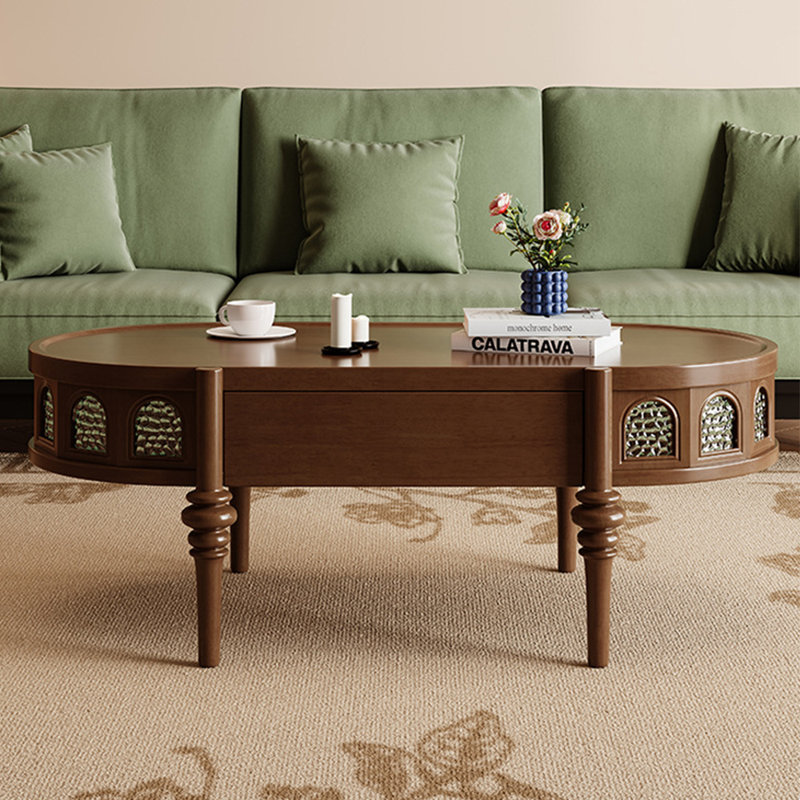 French Vintage Oval Storage Coffee Table