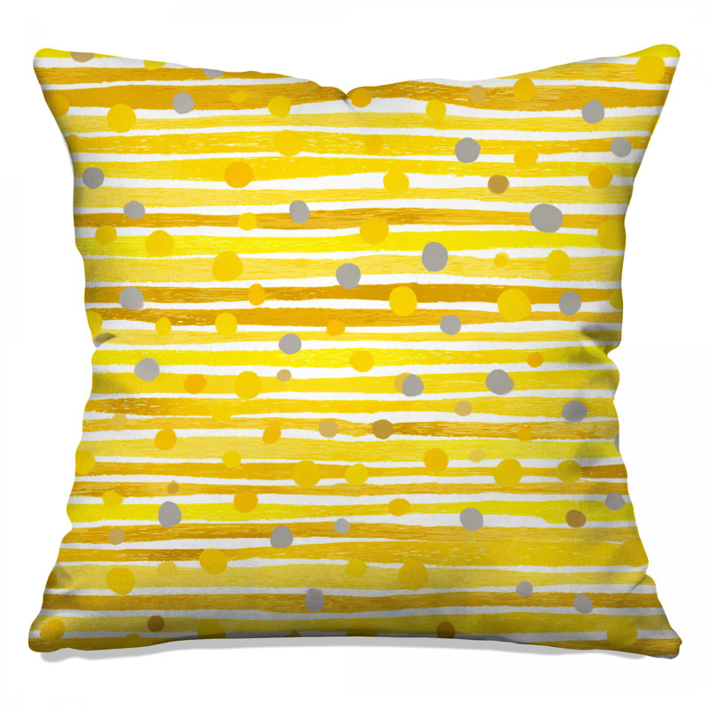 Yellow Stripes Throw Pillow, Pattern Double Sided Pillows, 16 x 16 inches