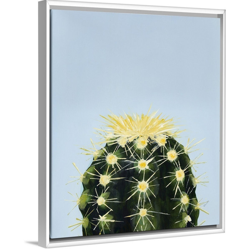 « color cactus iv », peinture sur toile, H 15,7 po x l 12,7 po x P 1,75 po, Cadre flottant blanc