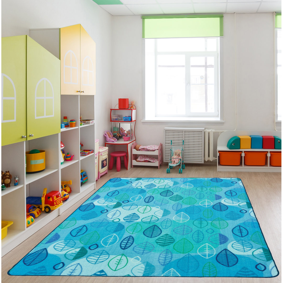 Peaceful Spaces Leaf Decorative Tufted Blue/Green Area Rug Carpets for Kids Rug 