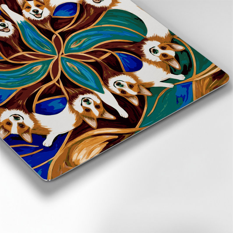 «Dogs Pembroke Welsh Corgi», art mural en métal brun, H 12 po x l 12 po