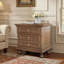Table de chevet 26 po en bois massif classique à 2 tiroirs avec pieds à colonnes romaines, assemblage minimal requis, brun clair-1064271461