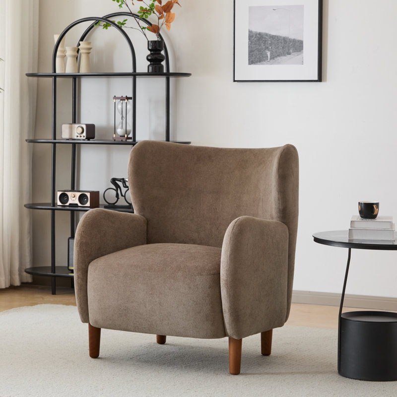 Langston Velvet Upholstered Wingback Accent Chair, Camel