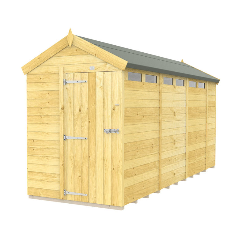 5ft x 14ft Apex Security Shed - Single Door