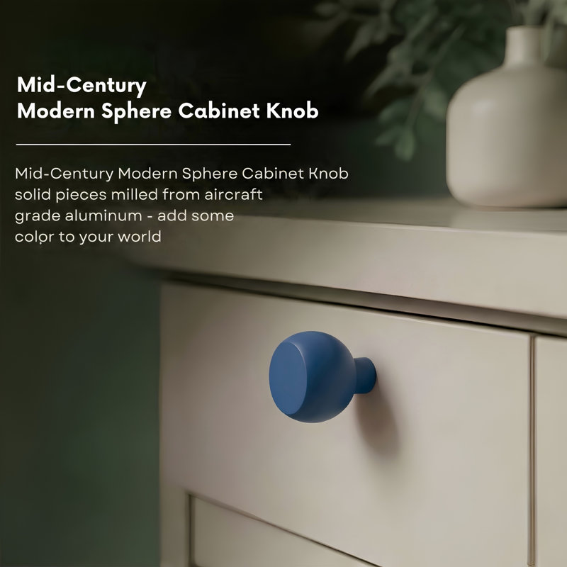 ROUS Hardware Mid Century Modern Sphere Knob, Polo (Navy Blue)