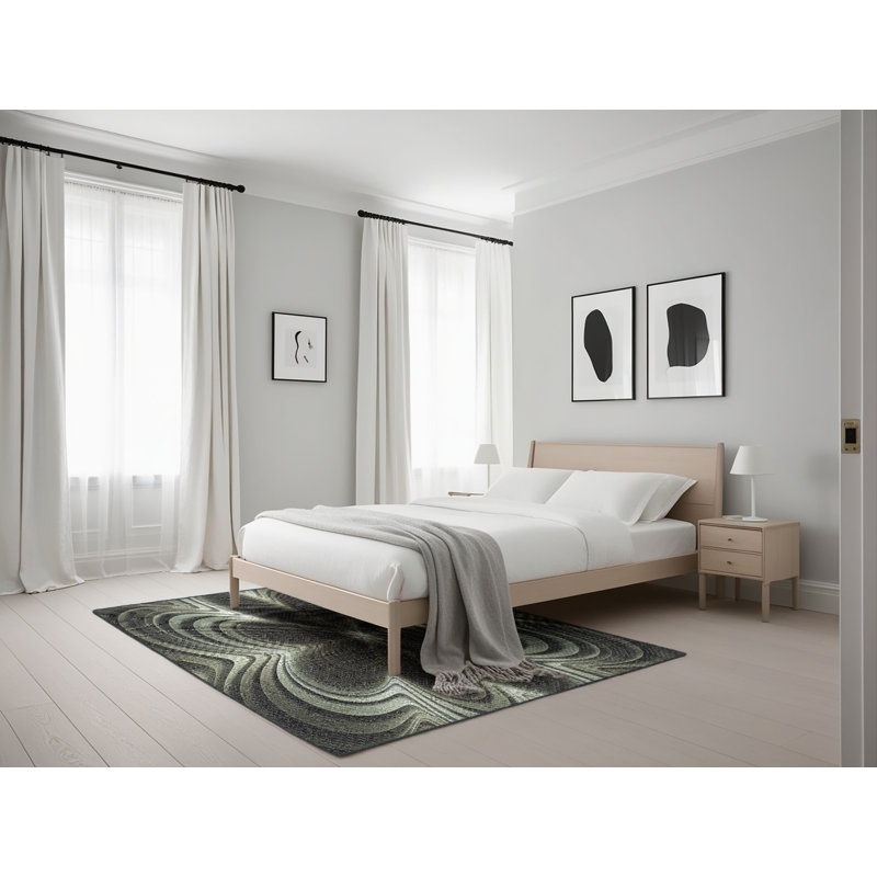 Tapis gris tissé à la machine, Rectangle 5 pi x 7 pi