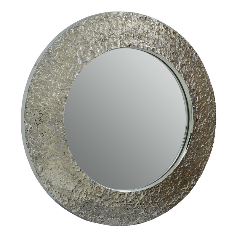 Corinne Metal Flat Wall Mirror, Nickle/Black