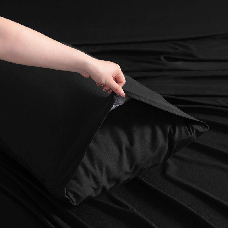Silky Rayon From Bamboo-Polyester Bedding Set | Year-Round Cooling | Hypoallergenic Luxury Sheets?, Black