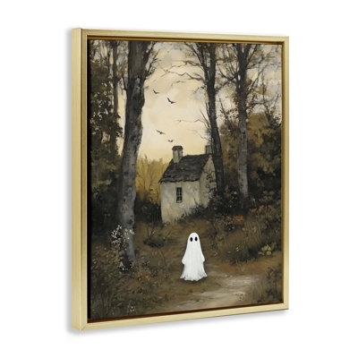 Little Ghost in Cottage Forest Floating Frame, design by Arlington Prints