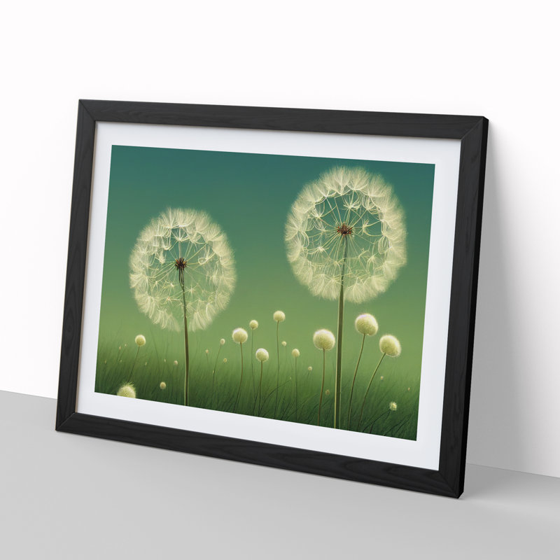 Dandelion Field - Framed Print, Black, 25cm H x 34cm W x 2cm D