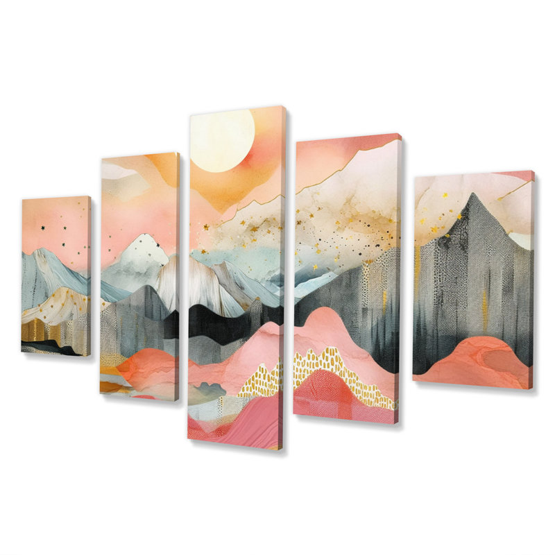 Guntis - reproduction d'art abstrait paysage - 5 panneaux
