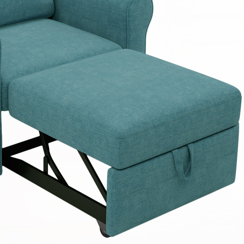 Mirco Upholstered Accent Chair, Teal Linen Blend