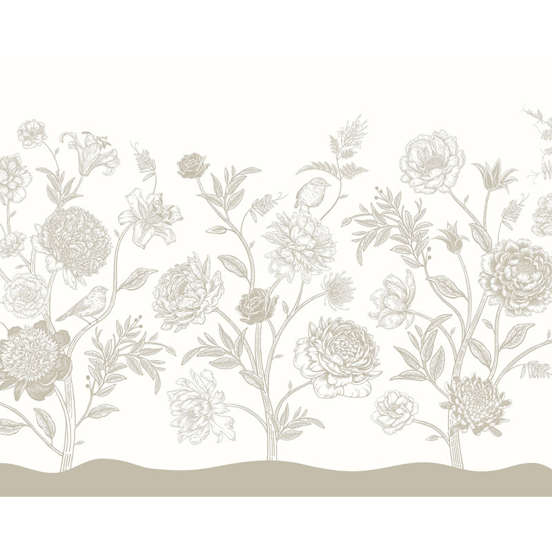 Murale verte Jacobean Rose Trail, Beige