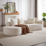 114" Modern Upholstered Chenille Curved Sectional Sofa with 4 Throw Pillows, No assembly required