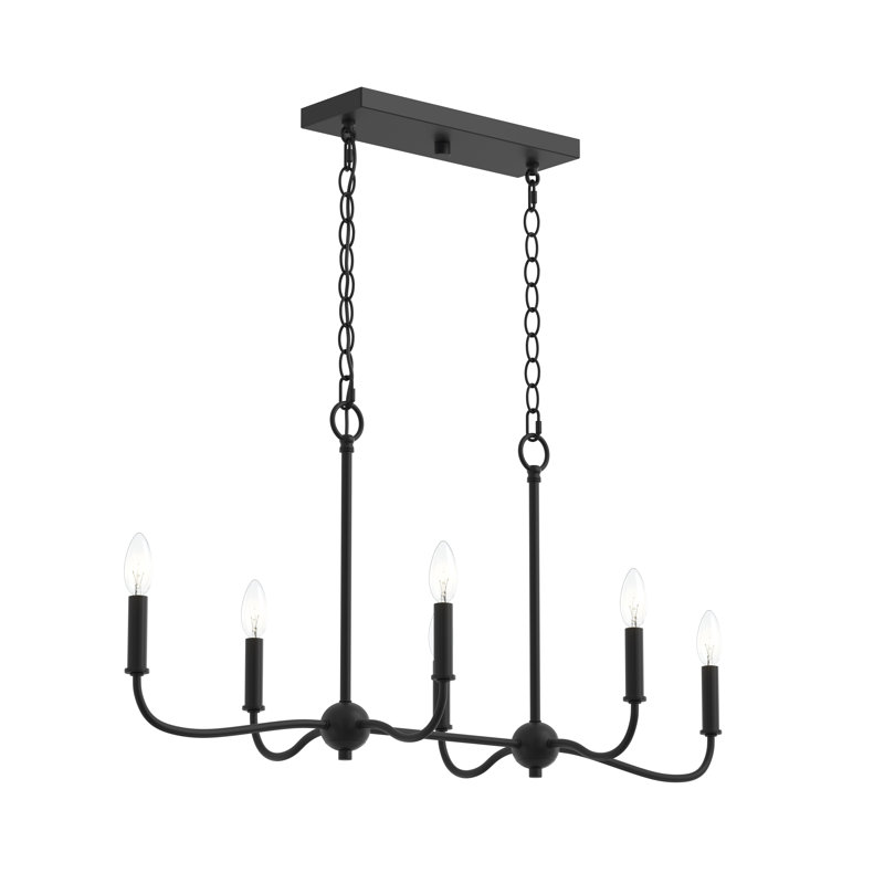 Ilia 6-Light Matte Black Island Chandelier, Matte Black