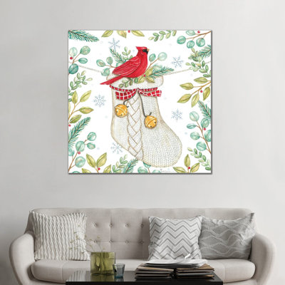 «Jingle Bell Cardinal», reproduction d'art sur toile tendue