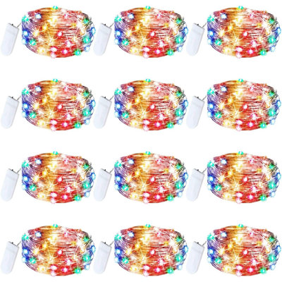 12 Pack Fairy Lights Battery Operated String Lights 20LED Waterproof Christmas Lights Outdoor,Firefly Mini Lights For Bedroom Party Birthday Wedding Indoor Decorations