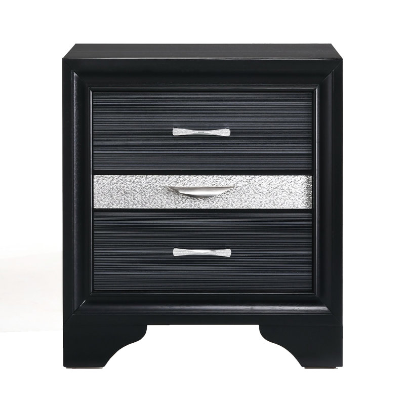 Table de chevet noire 3 pour chambre à coucher - Option de rangement polyvalente élégante et peu encombrante