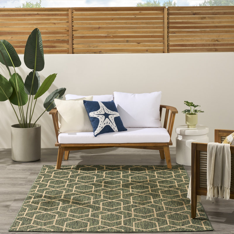 Tapis intérieur / extérieur moderne Reidy, Green, Rectangle 6 pi x 9 pi