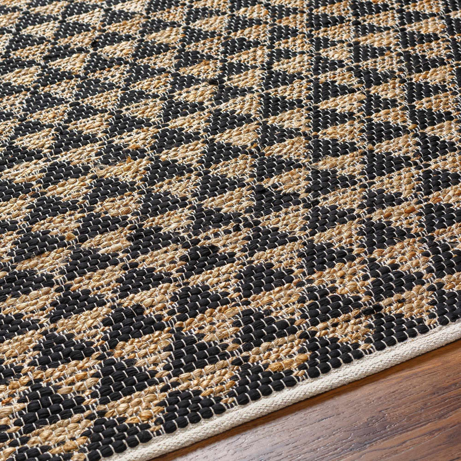 Addy Handmade Black, Brown Rug, Rectangle 9' x 12'