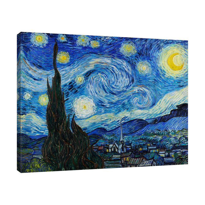 «The Starry Night» par Vincent Van Gogh - reproduction d'art sur toile tendue, H 20 po x l 25 po x P 1,5 po