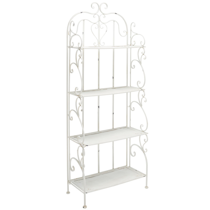 Angellyn Metal Weather Resistant Patio Shelving, Antique White