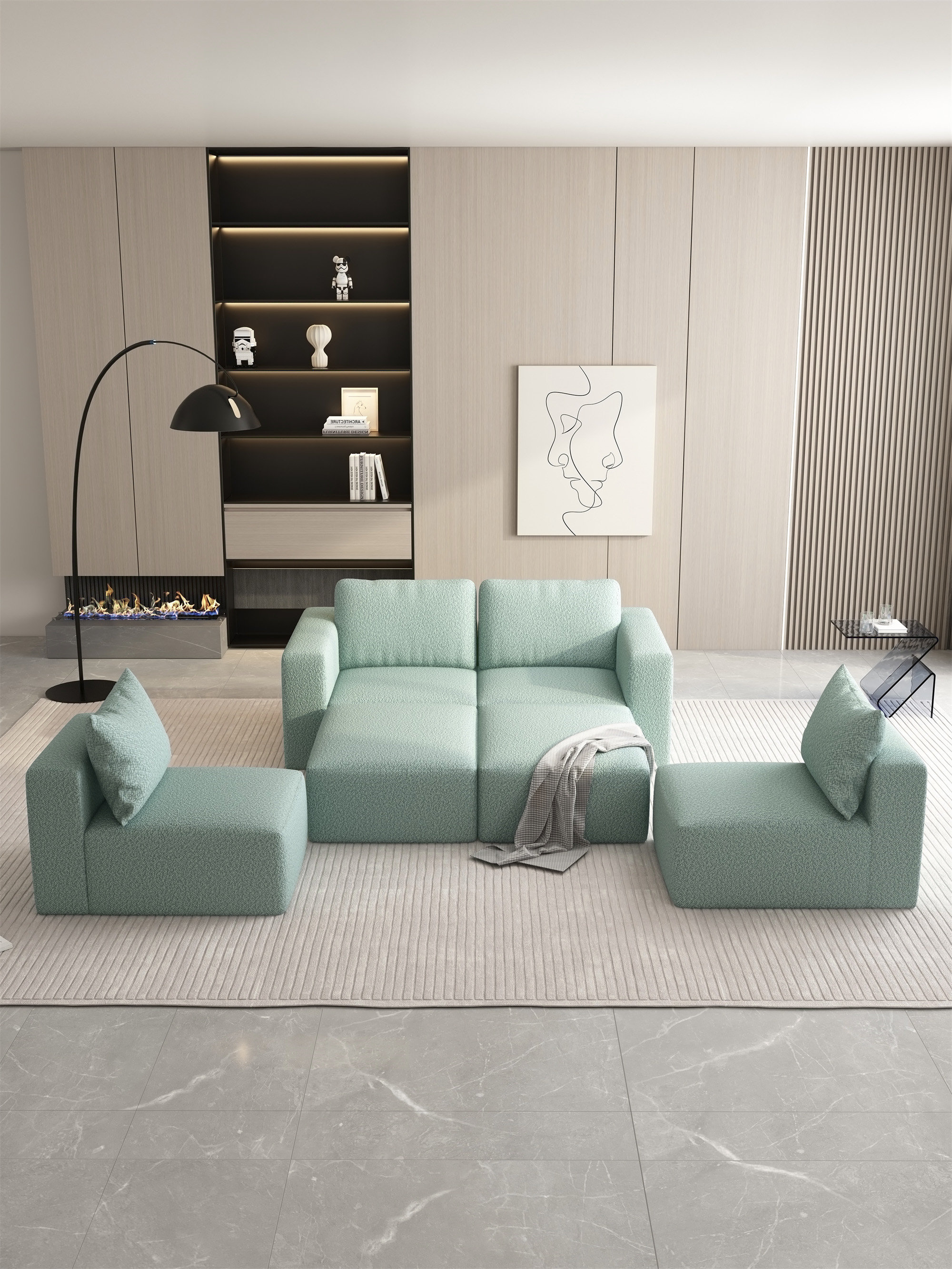 Hokku Designs 104.32*74.8 Modular Sectional Sofa Sleeper Couch ...