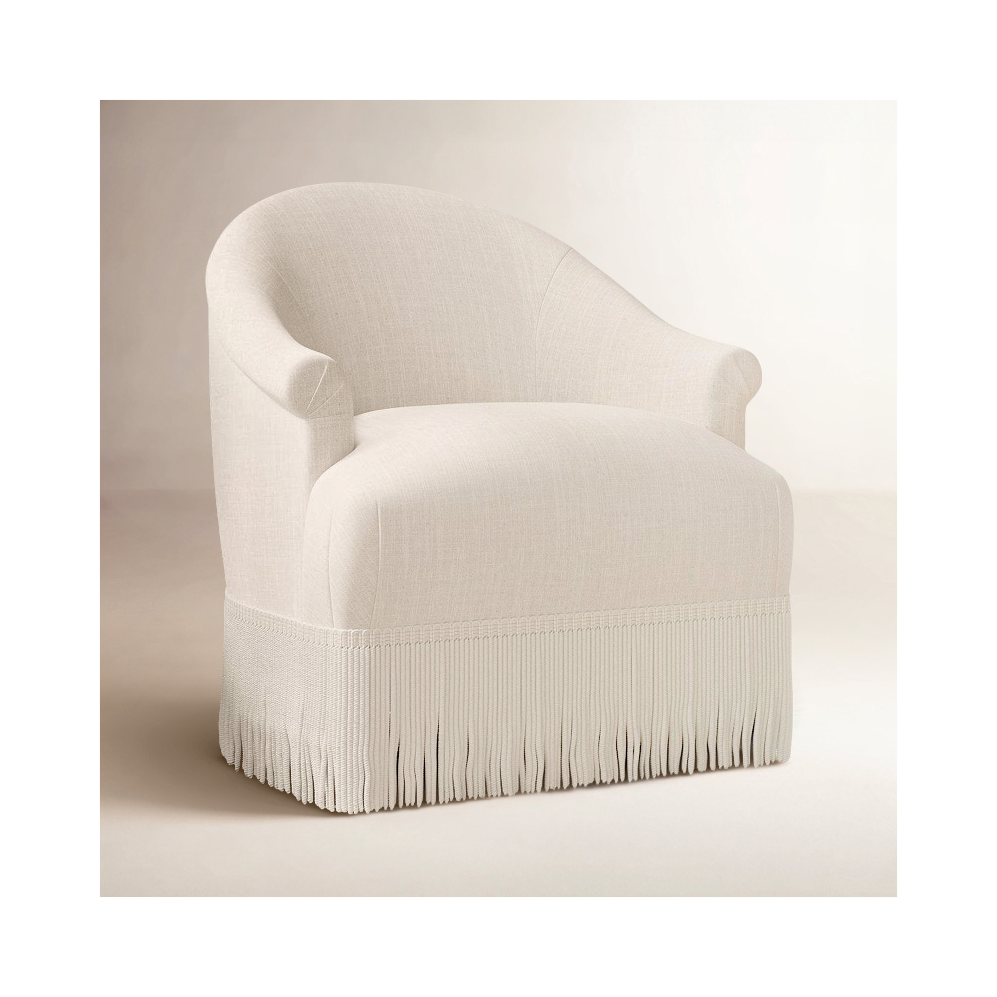 Callie Upholstered Wingback Chair, Classic Talc Linen, Ivory