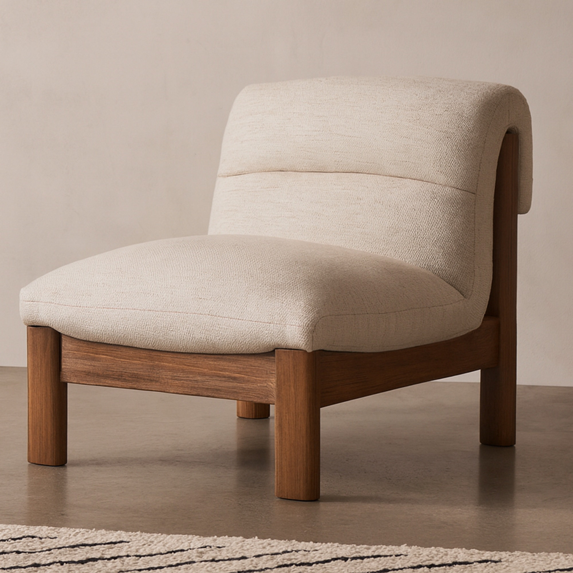 Pierce Accent Slipper Chair, Natural Mélange Basetweave