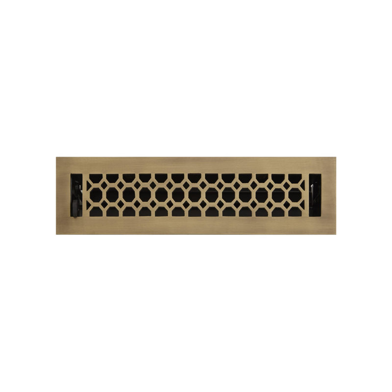 Honeycomb Brass Floor Register, Antique Brass