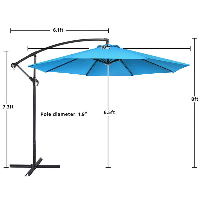 Parasol suspendu d'extérieur 10 pi Brunet, Bleu ciel