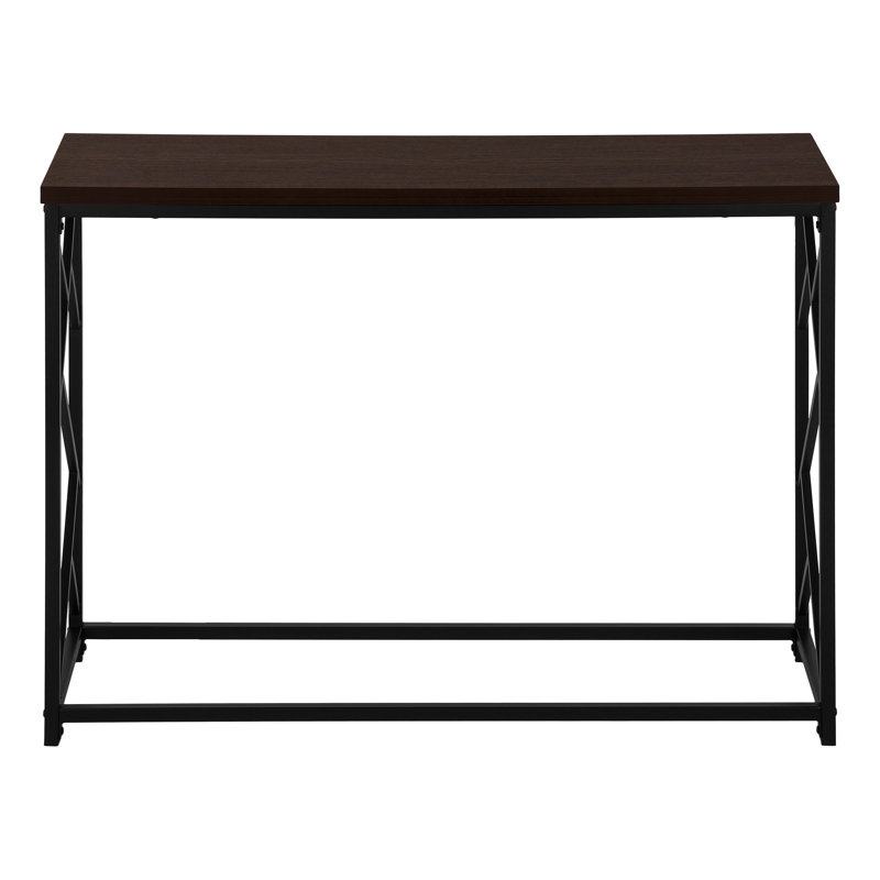 Table d'appoint, console, entrée, étroite, canapé, salon, chambre, stratifié brun, métal noir, contemporain, moderne