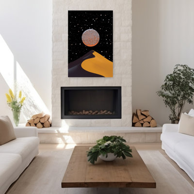 Reproduction d'art abstrait orange, paysage urbain, dunes