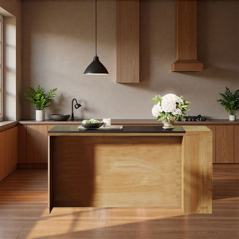 Îlot de cuisine simple et tendance avec rangement, design moderne, parfait pour la maison et la salle à manger