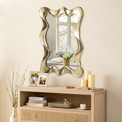 John 24.5" W Wavy Wall Mirror with Gold Foil Finish 