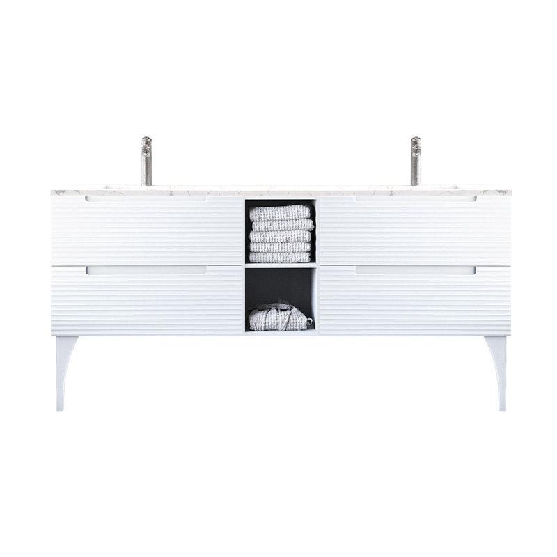 Ensemble de meuble-lavabo double 78 po Ariyannah, Neige