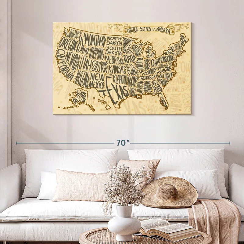Carte des États-Unis à Aliaz, H 30 po x l 45 po