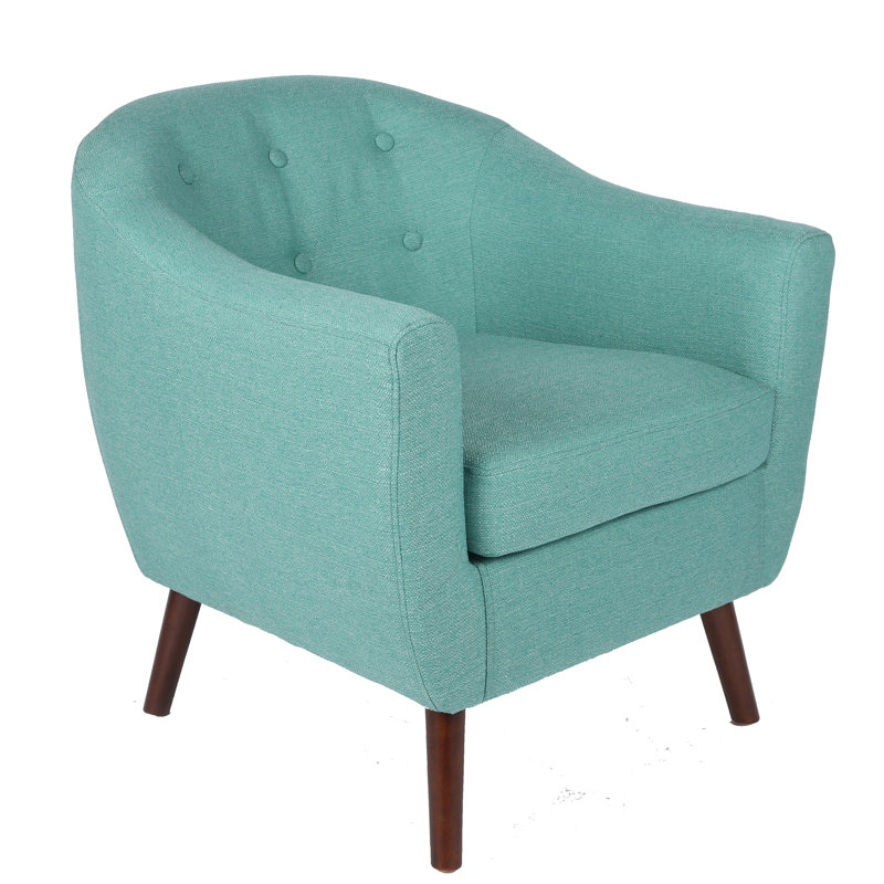 Upholstered Barrel Chair, Turquoise