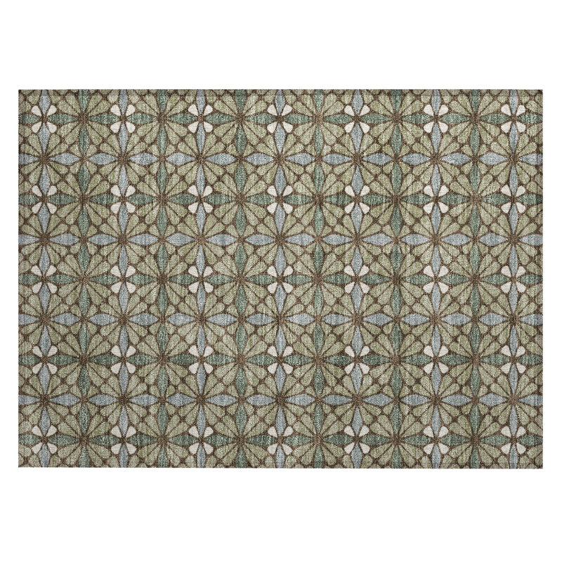 Machine Washable Indoor/Outdoor Chantille ACN2469 Geometric Rug, 1'8" x 2'6", Aloe