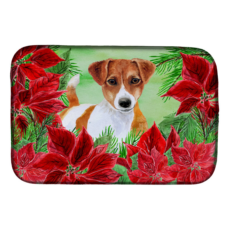 Tapis de séchage poinsettas jack terrier
