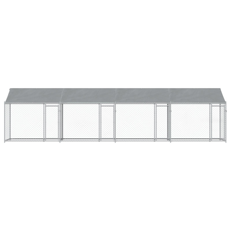 Vidaxl Dog Cage Grey Galvanized Steel, Water-Resistant Fabric Extra Large