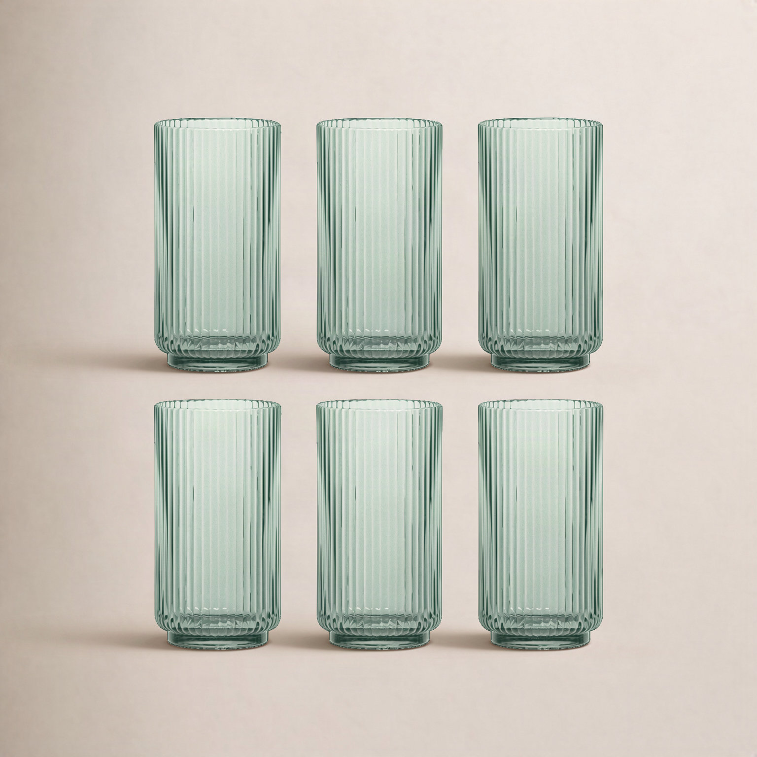 Laya Ribbed Drinking Glass, Green